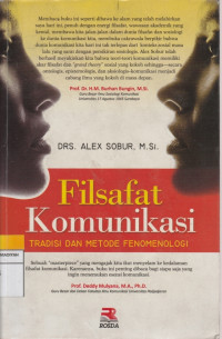 Image of Filsafat Komunikasi TRADISI DAN METODE FENOMENOLOGI